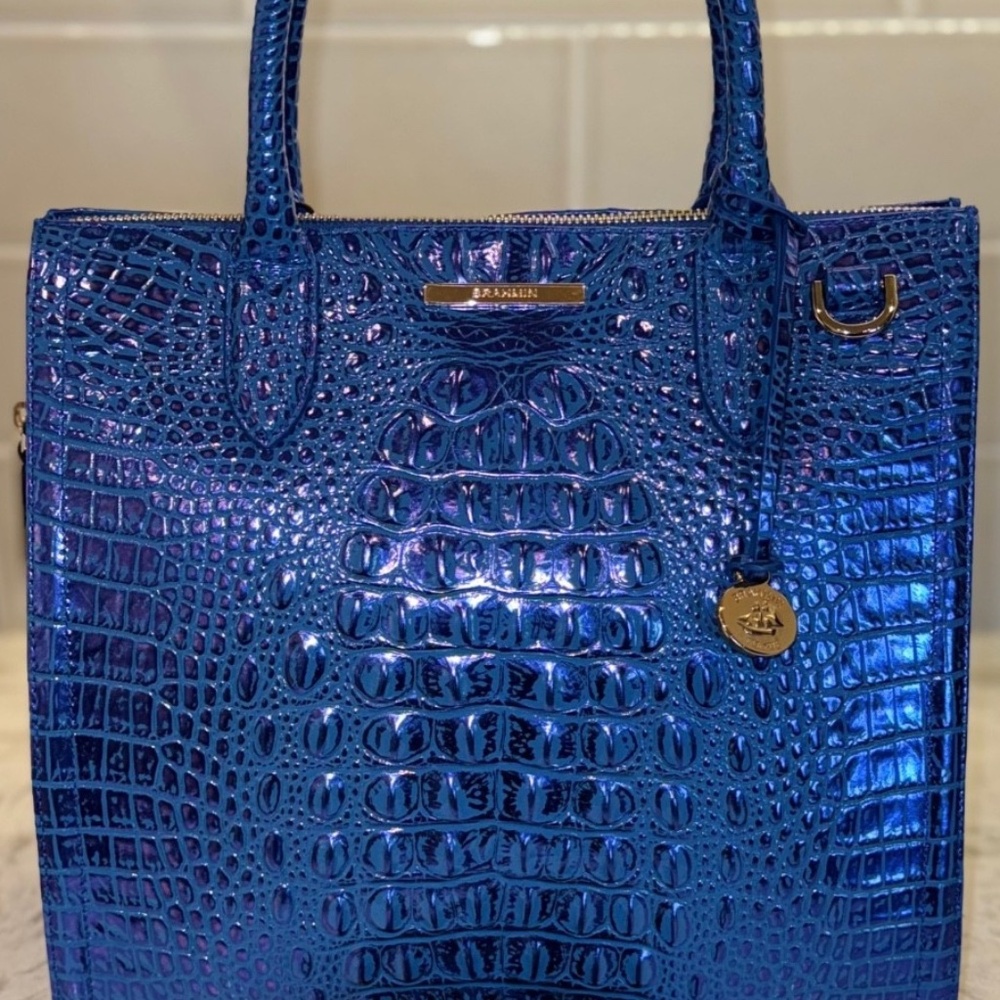 Brahmin Blue Cobalt Potion Caroline Satchel STUNNER Brand New! ALL TAIL Rare - Picture 4 of 16